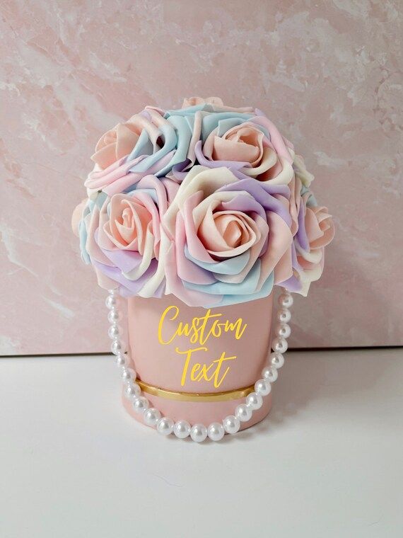 Personalized Pastel Rose Pink Rose Box - Etsy | Etsy (US)