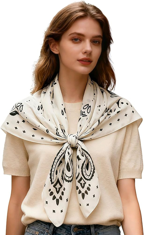 35" Head Scarf Large Square Scarf Like Cotton Hairscarf Fashion Scarves Bandana Night Sleeping Wr... | Amazon (US)