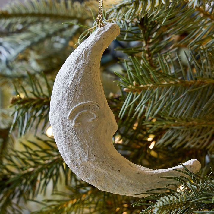 Cotton Mache Crescent Moon Ornament | West Elm (US)