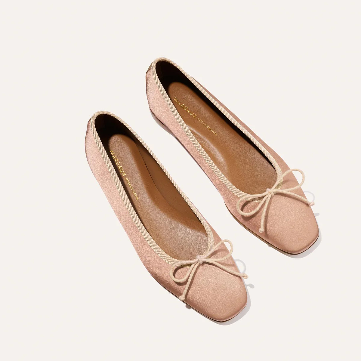 Dusty Pink Satin Square Toe Ballet Flats | The Fonteyn | Margaux