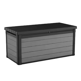 Premier 150 Gal. Resin Large Durable Grey Deck Box for Lawn Outdoor Patio Garden Furniture Storag... | The Home Depot