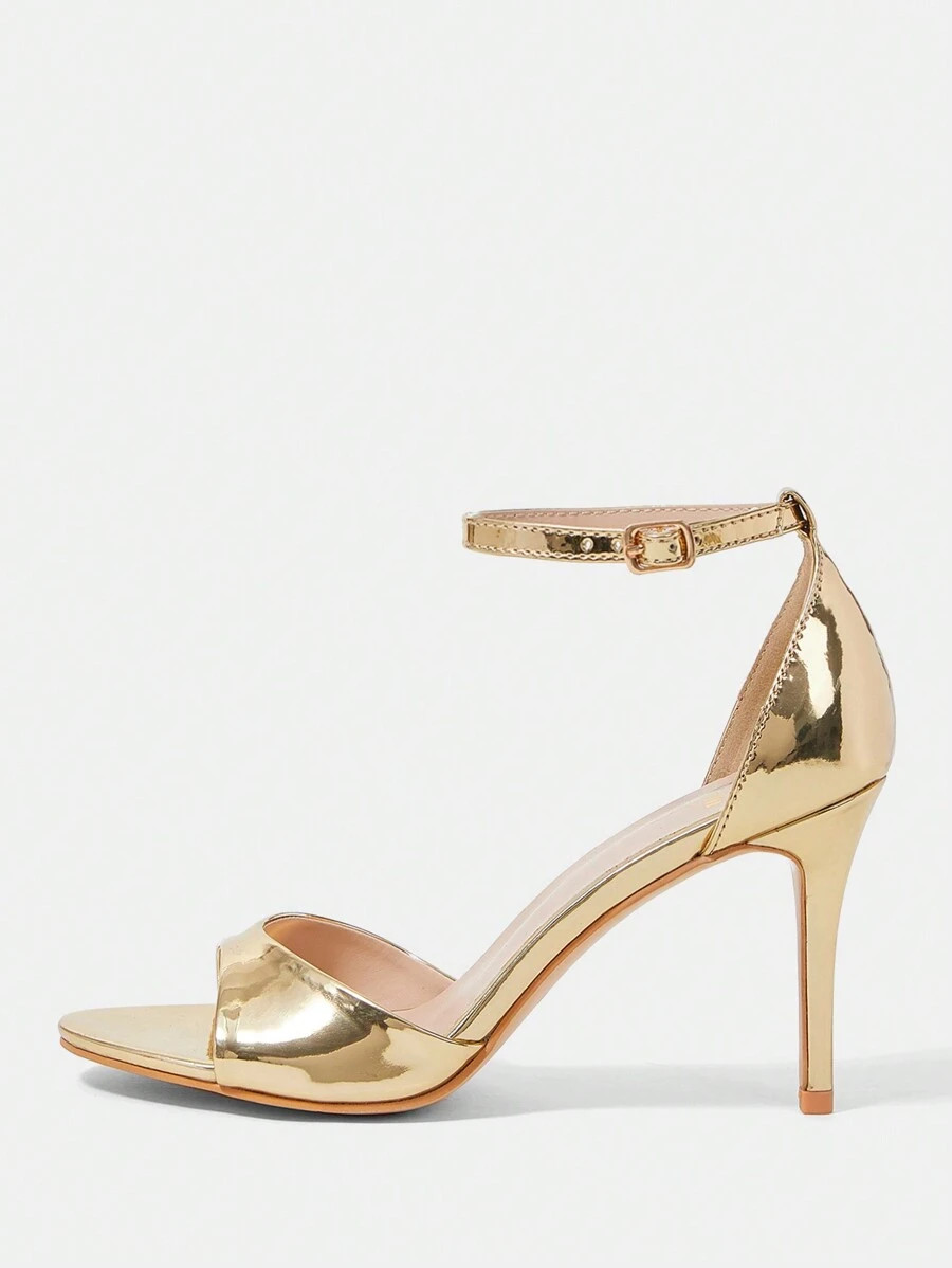 CUCCOO SZL Women's Minimalistic High-Heeled Sandals With Thin Metal Heel In A Neutral Tone Vacati... | SHEIN