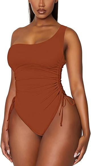 Viottiset Women's Ruched High Cut One Piece Swimsuit Tummy Control Monokini Bikini | Amazon (US)