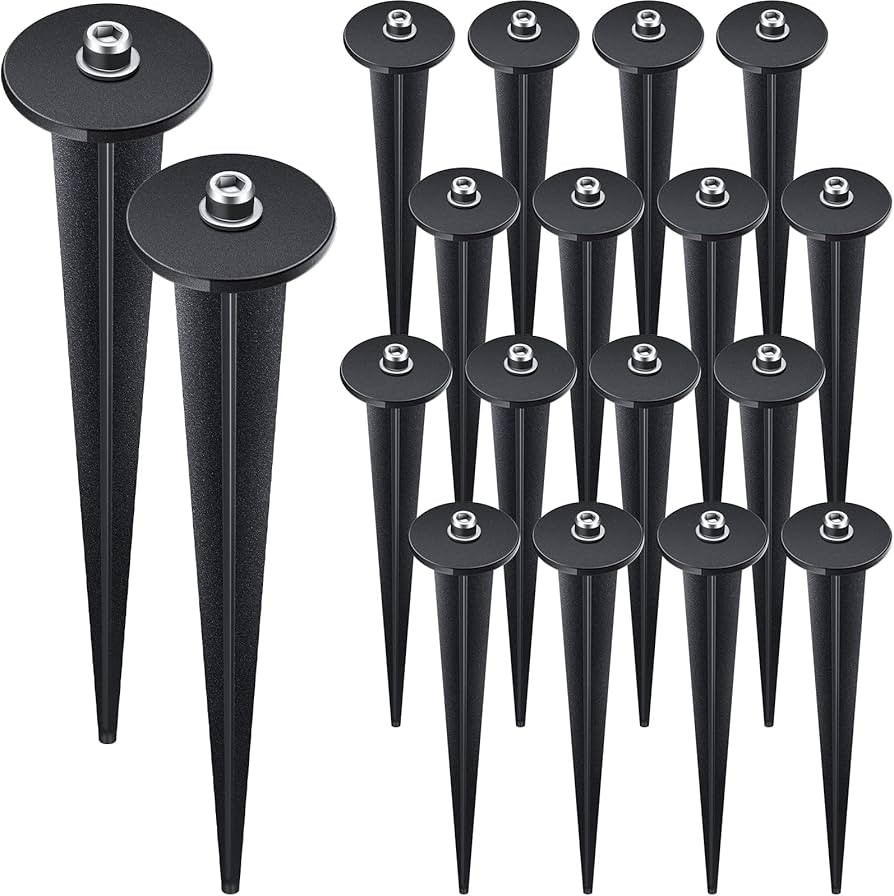 16 Packs Threaded Spike Flood Light Ground Stake Metal Replacement Stakes for Solar Lights Outdoo... | Amazon (US)