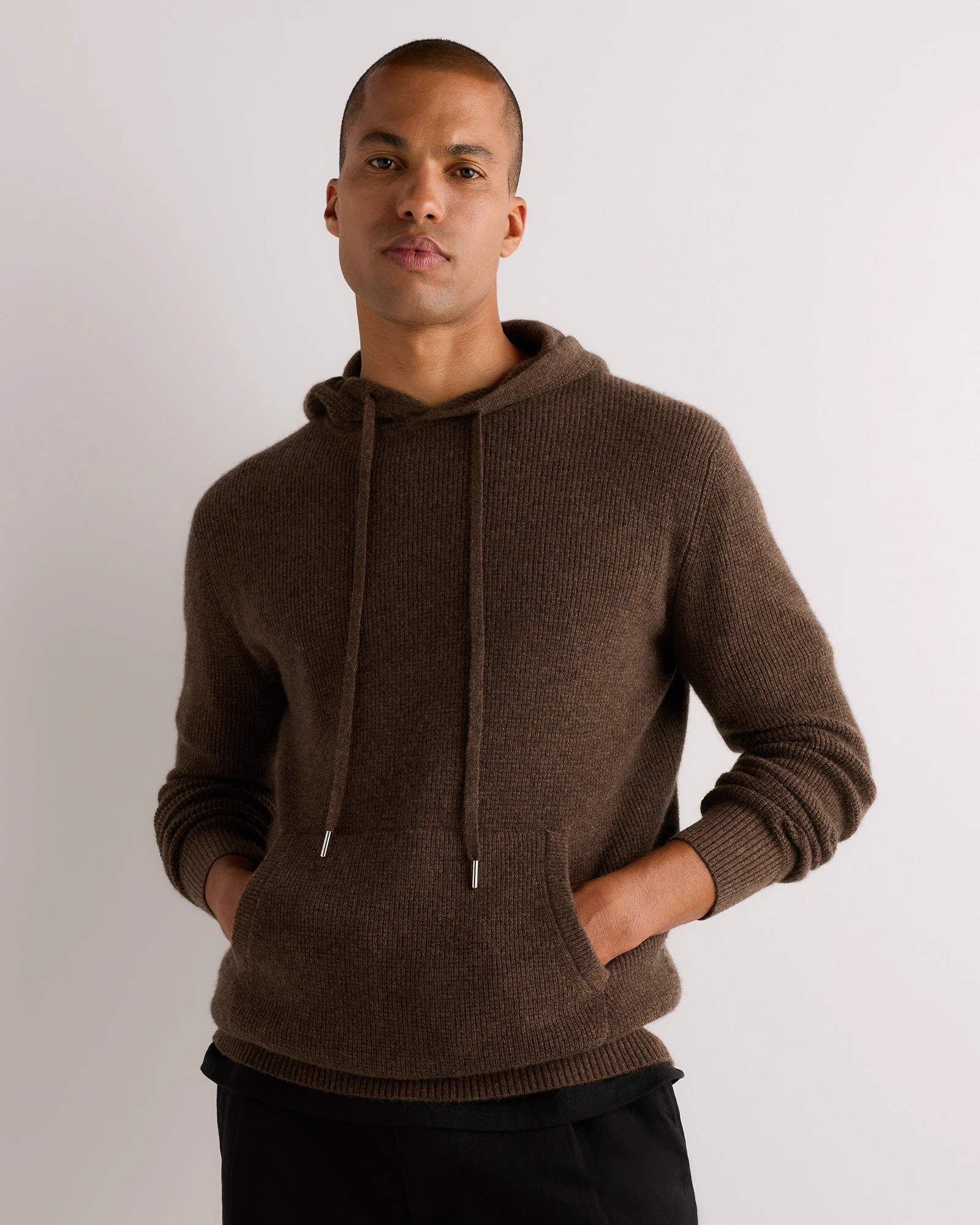 Quince | Men's 100% Mongolian Cashmere Waffle Hoodie in Black, Size XXL | Quince