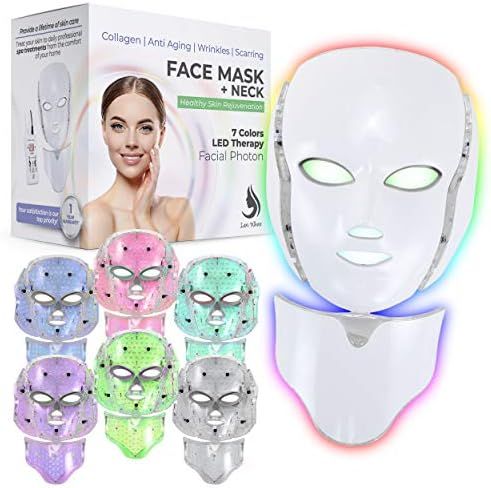 Red Light Therapy LED Face Mask Neck 7 Color | LED Mask Therapy Facial Photon For Healthy Skin Re... | Amazon (US)