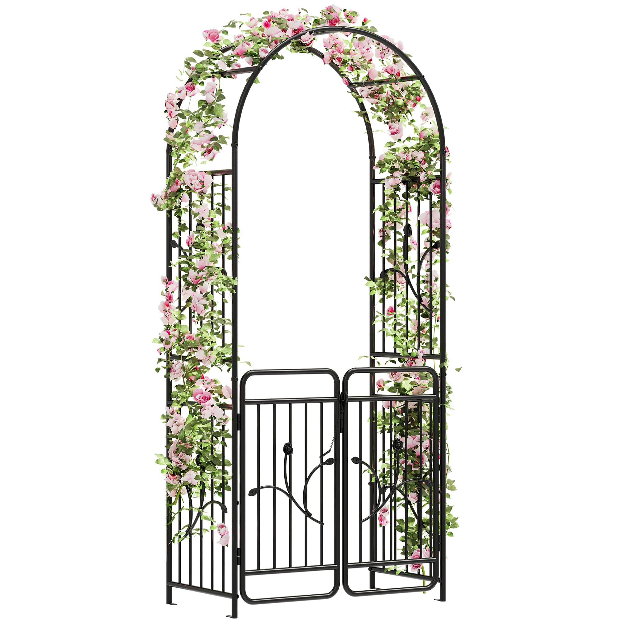 DWVO Metal Garden Arbor with Gate, 86" H Outdoor Lawn Arch for Climbing Plants, Roses, Vines, Wed... | Amazon (US)