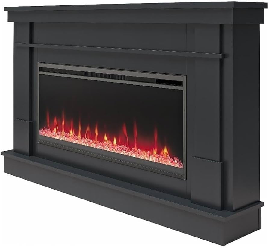 Novogratz Waverly 64 Inch Electric Fireplace with Mantel, Replaceable Fireplace Insert Heater, Re... | Amazon (US)