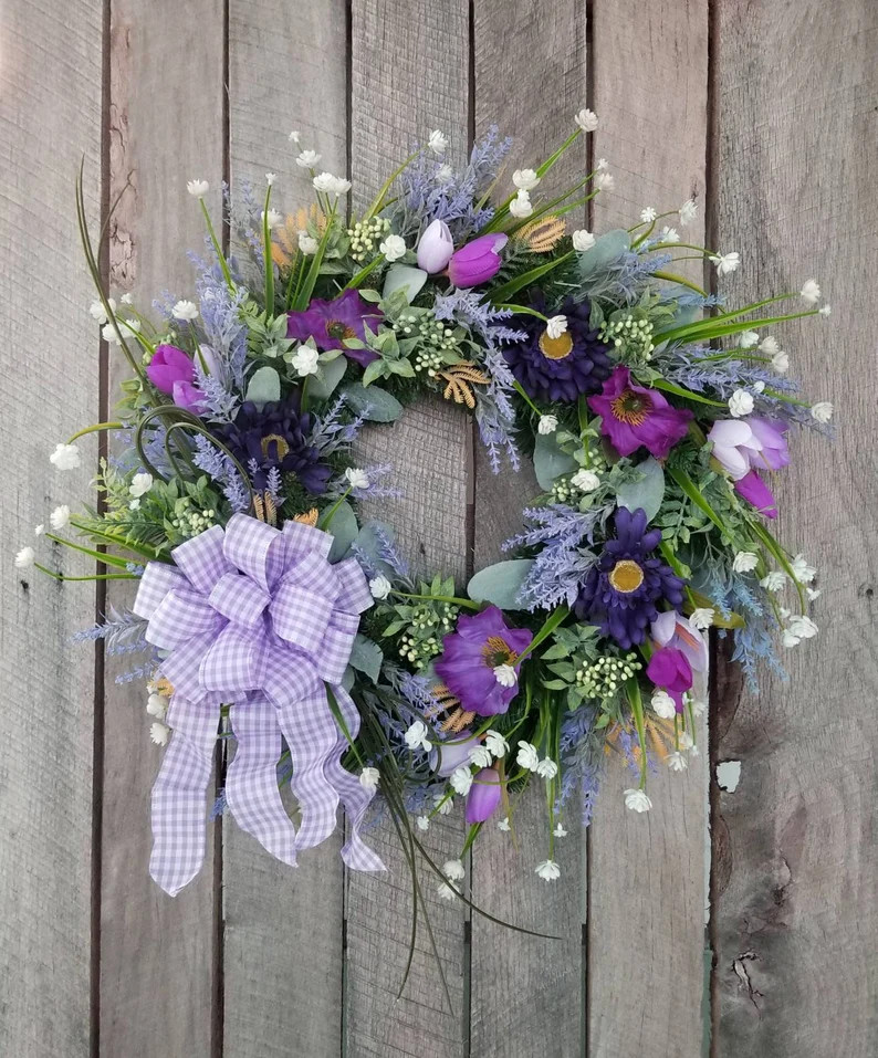 Spring Wreath for Door Victorian Wreath Purple Flower | Etsy | Etsy (US)