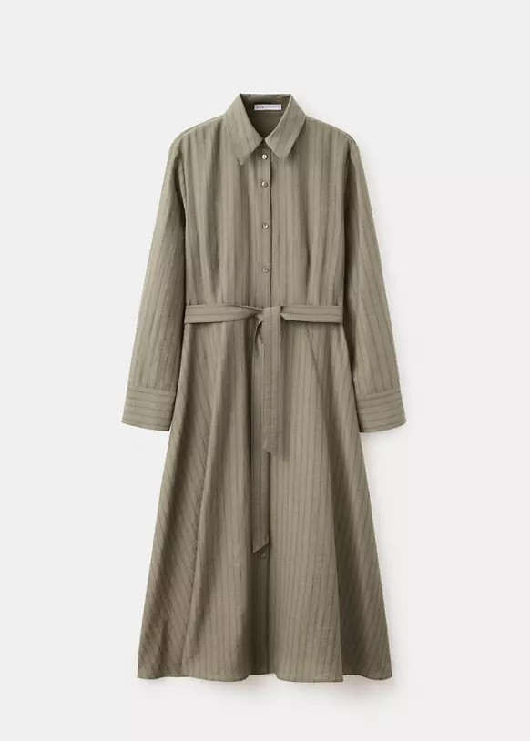 Vestido camisero raya diplomática khaki - Women - 2 - MANGO | Mango (US/MX/AU)