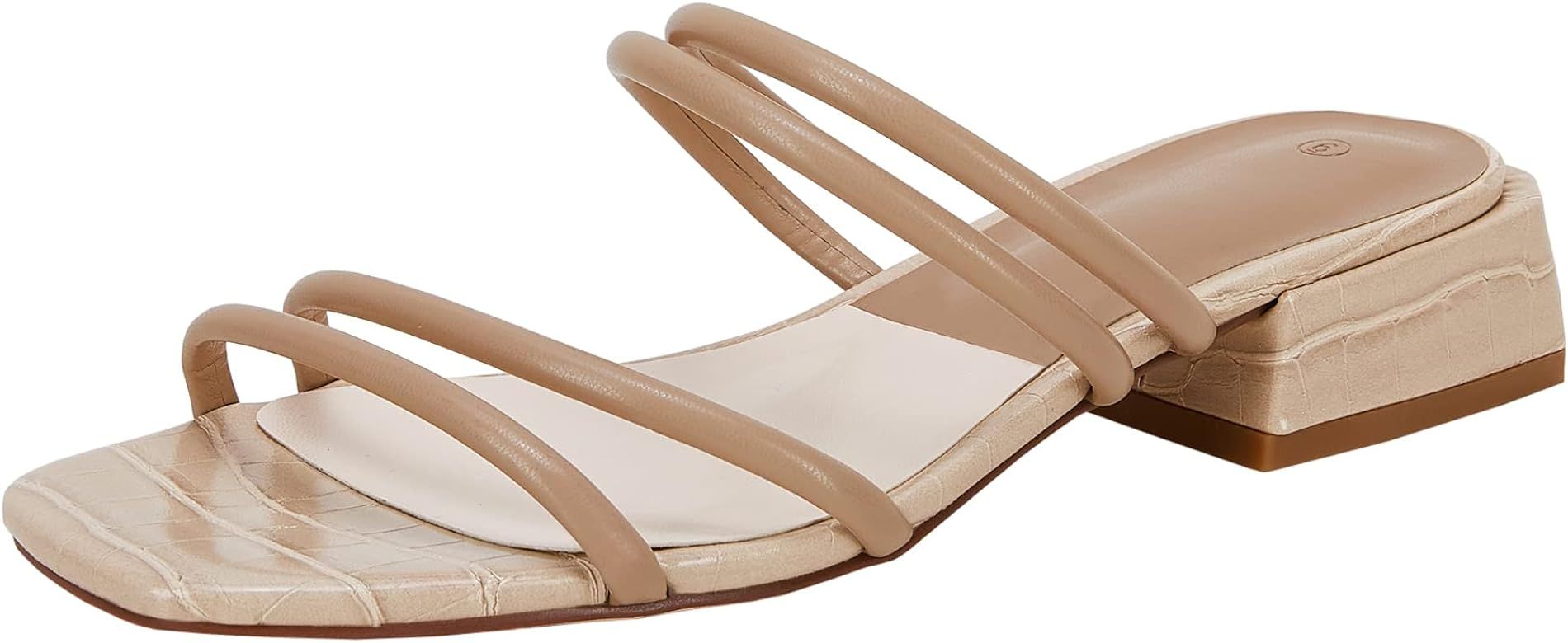 Women's Low Block Heeled Strap Sandals Summer Open Toe Slide Sandals | Amazon (US)