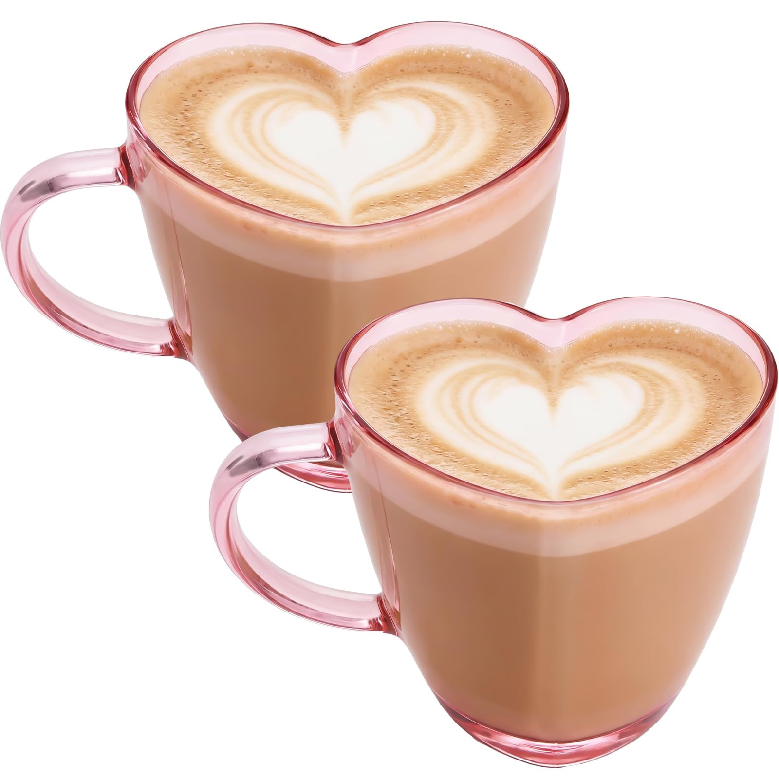 4 Pcs Valentine Heart Shaped Glass Coffee Mugs 17oz Pink Clear Glass Cups with Handle for Coffee,... | Amazon (US)