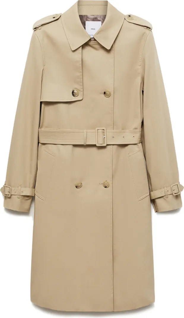 MANGO Classic Double Breasted Water Repellent Cotton Trench Coat | Nordstrom | Nordstrom