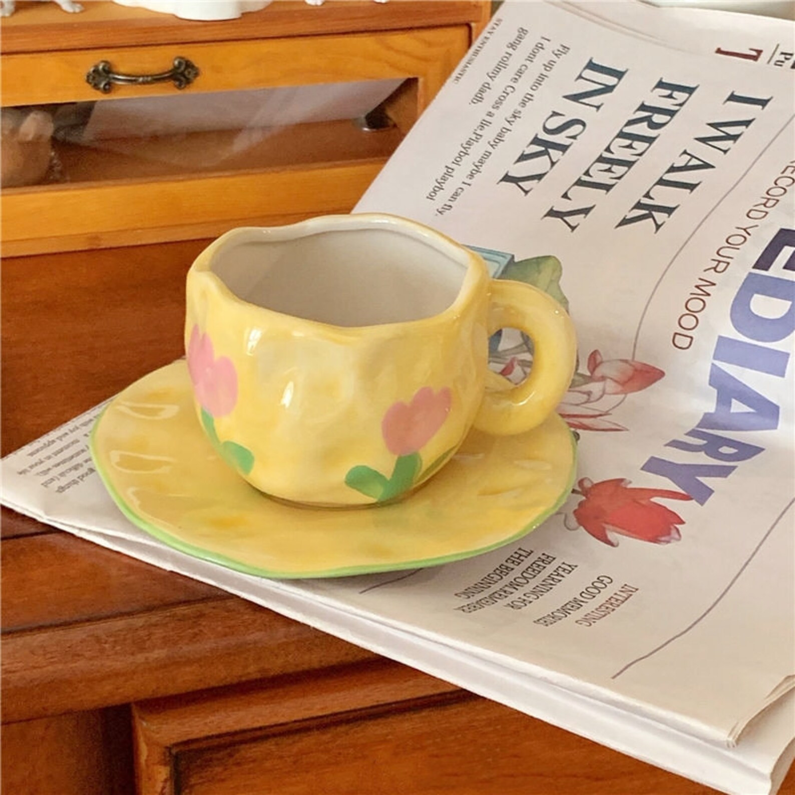 Aesthetic Mug Cute Ceramic Mug Hand Painted With Flowers and - Etsy | Etsy (US)