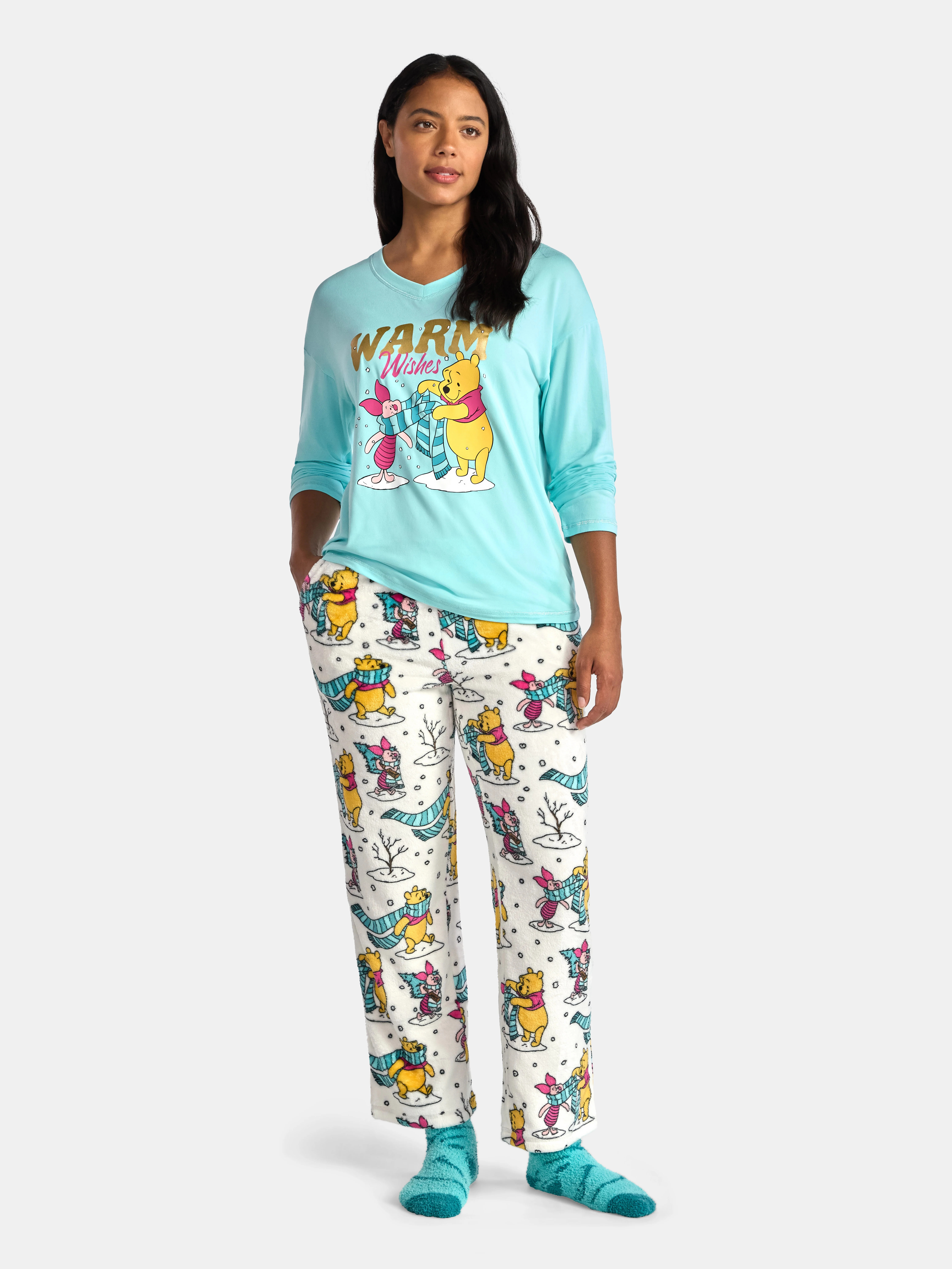 Winnie the Pooh Women's and Women’s Plus Top, Pants and Socks Holiday Sleep Gift Set, 3-Piece, ... | Walmart (US)