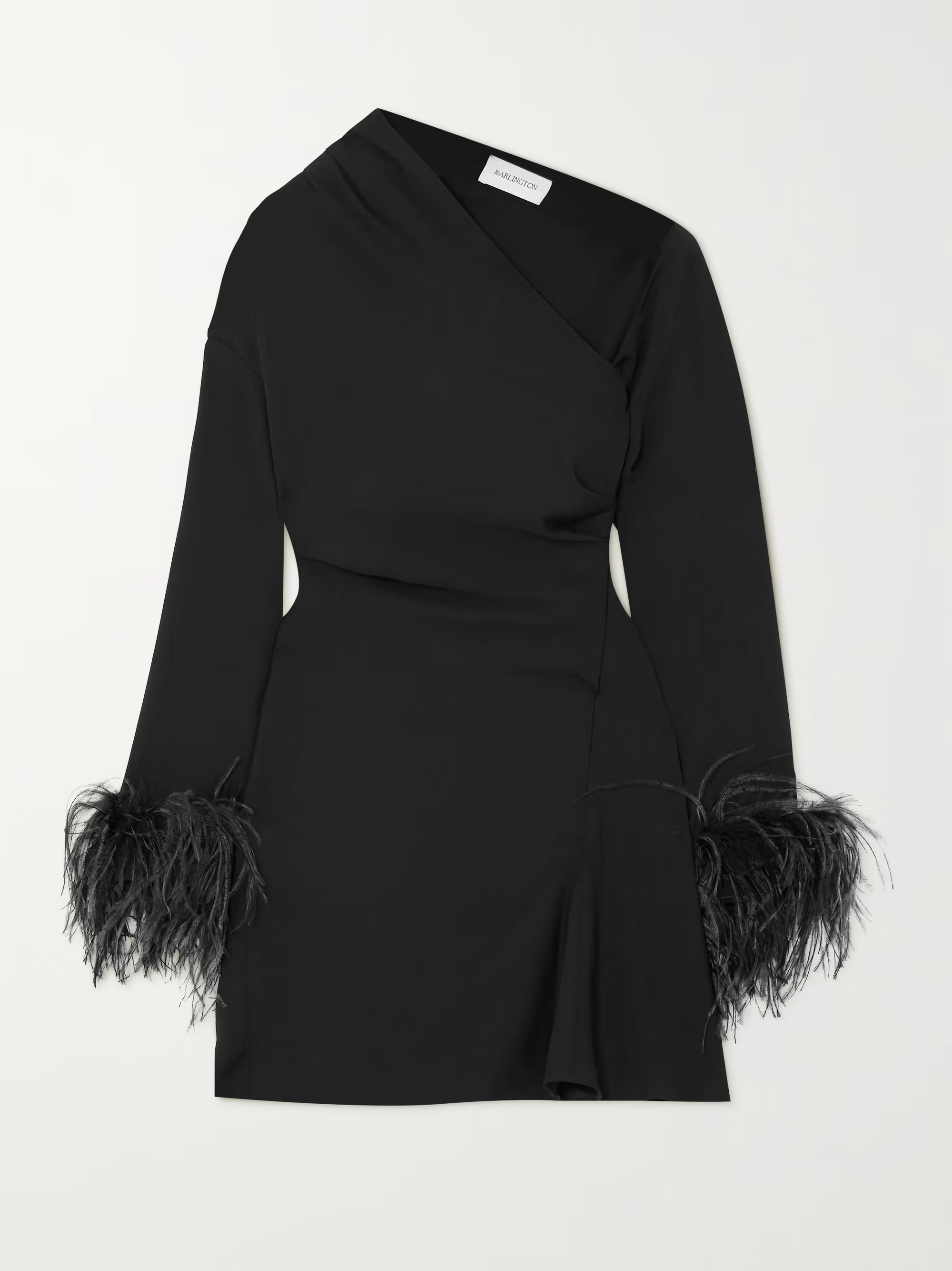Adelaide one-shoulder feather-trimmed crepe mini dress | NET-A-PORTER (UK & EU)