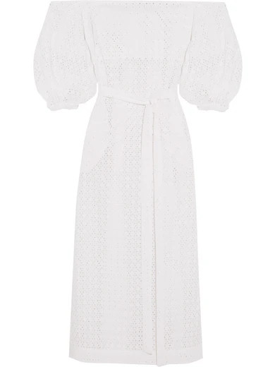 Lisa Marie Fernandez - Off-the-shoulder Broderie Anglaise Cotton Maxi Dress - White | NET-A-PORTER (UK & EU)