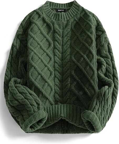 Vamtac Vintage Sweaters Crewneck Cable Knit Sweater Soft Warm Pullover Oversized Chunky Jumper Fa... | Amazon (US)