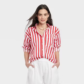 Women's Long Sleeve Oversized Button-Down Shirt - A New Day™ | Target