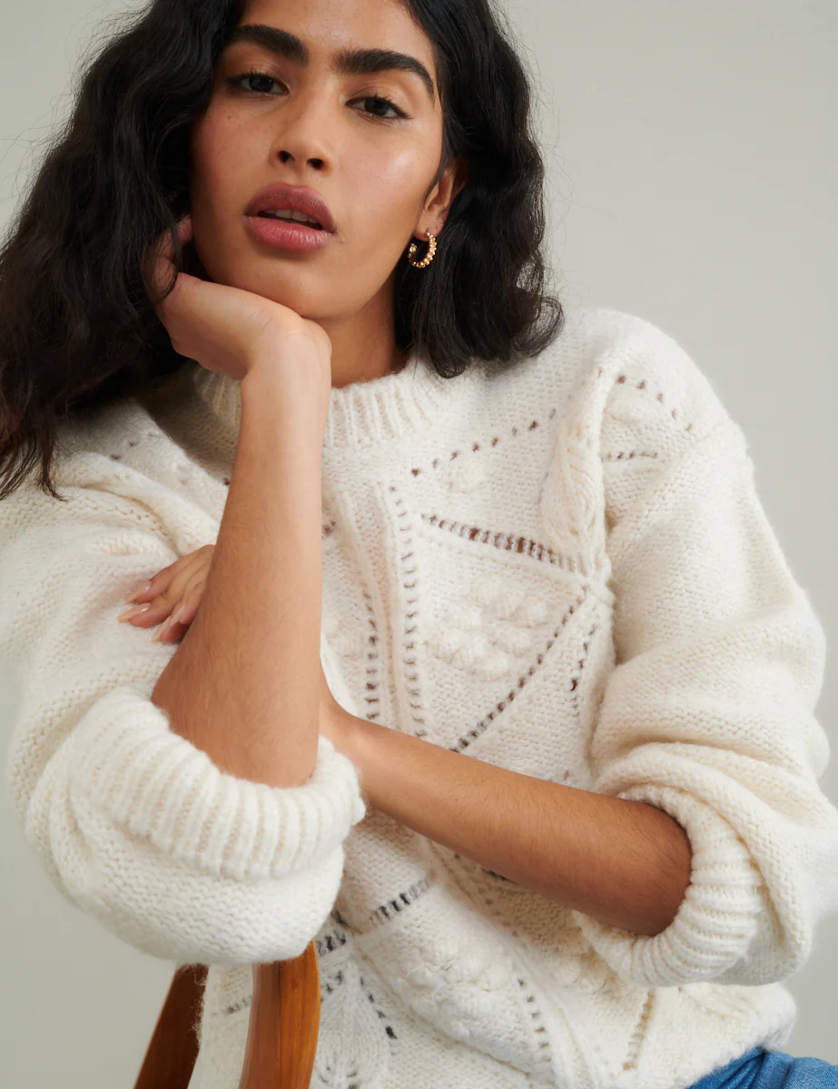 Cream Crew Neck Knitted Jumper | Nobody's Child
