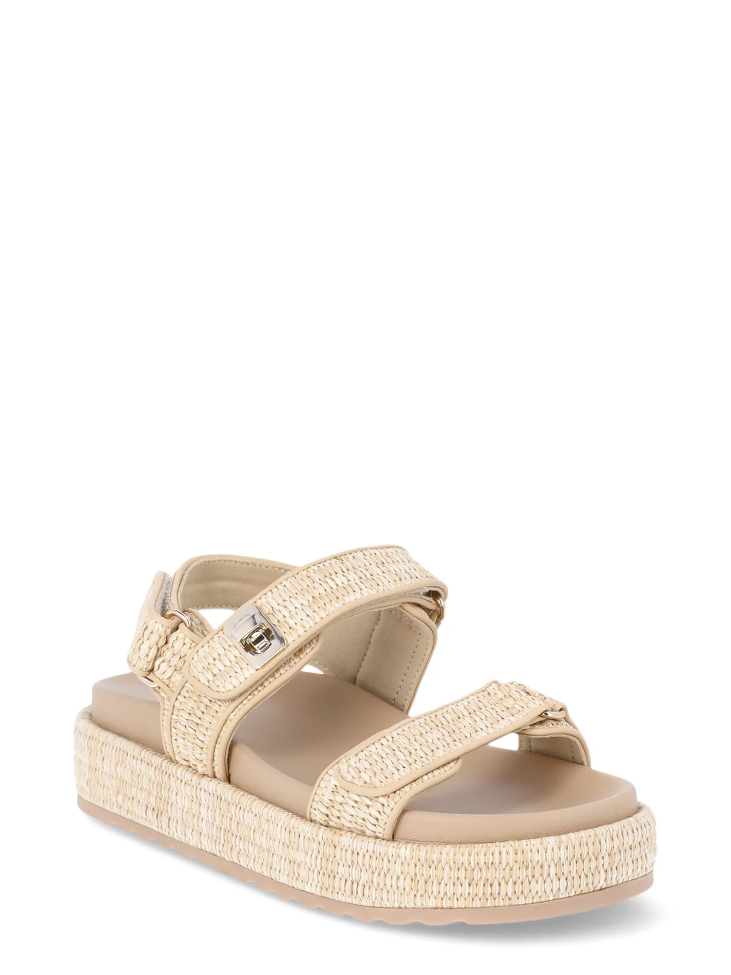 Madden NYC Women’s Raffia Flatform Sandals with Adjustable Straps - Walmart.com | Walmart (US)