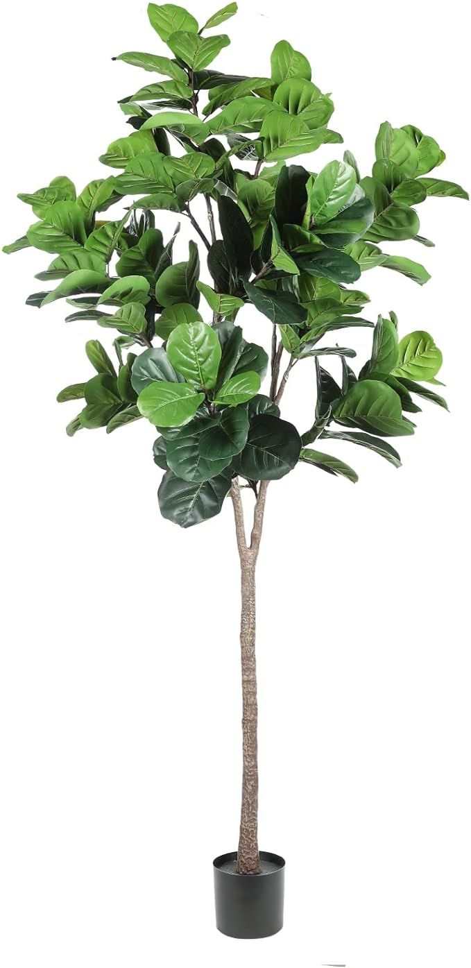 Realead Faux Fiddle Leaf Fig Tree 7ft - Tall Green Silk Fiddle Leaf Artificial Plant with 165 Lar... | Amazon (US)