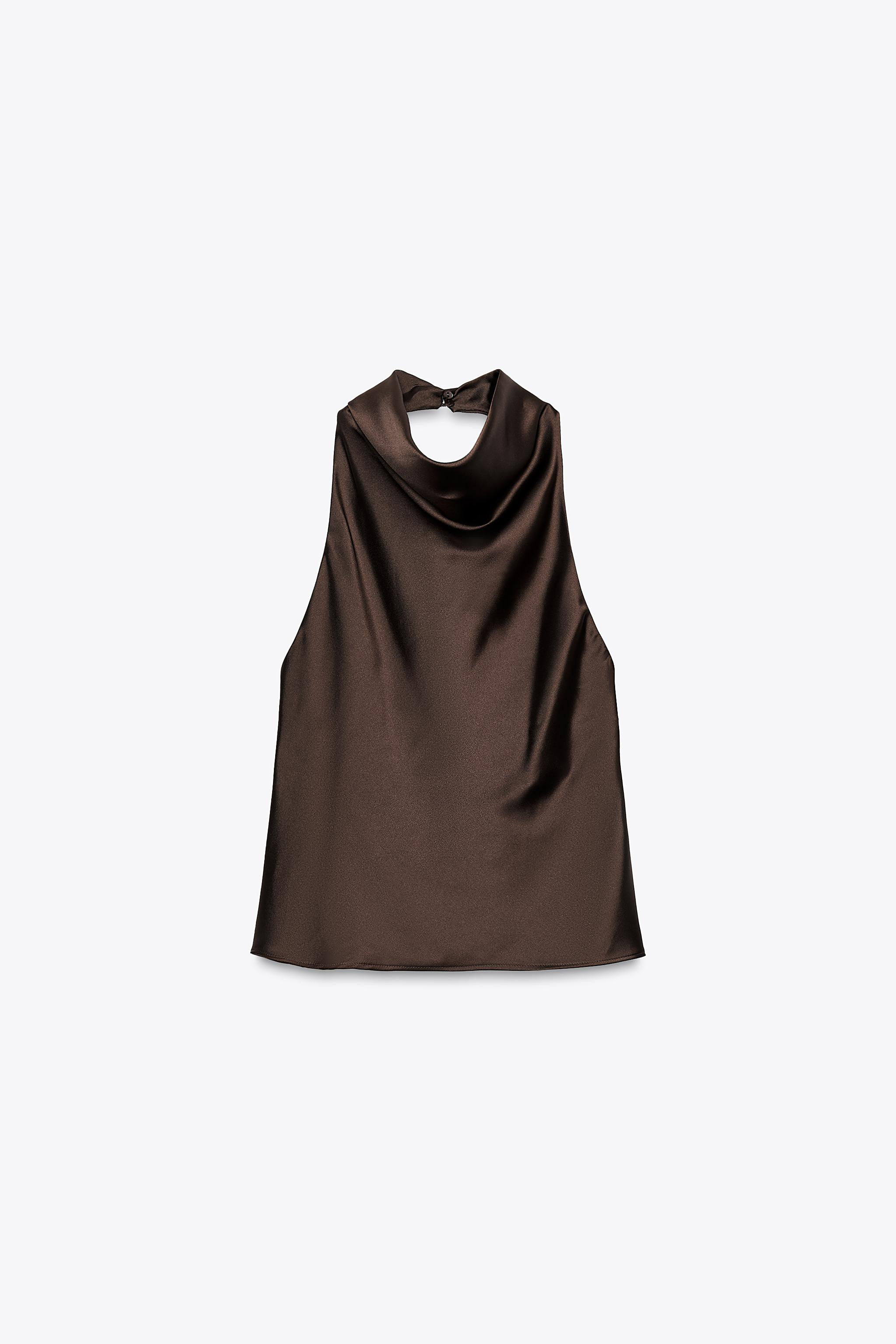 SATIN HALTER TOP | Zara AU