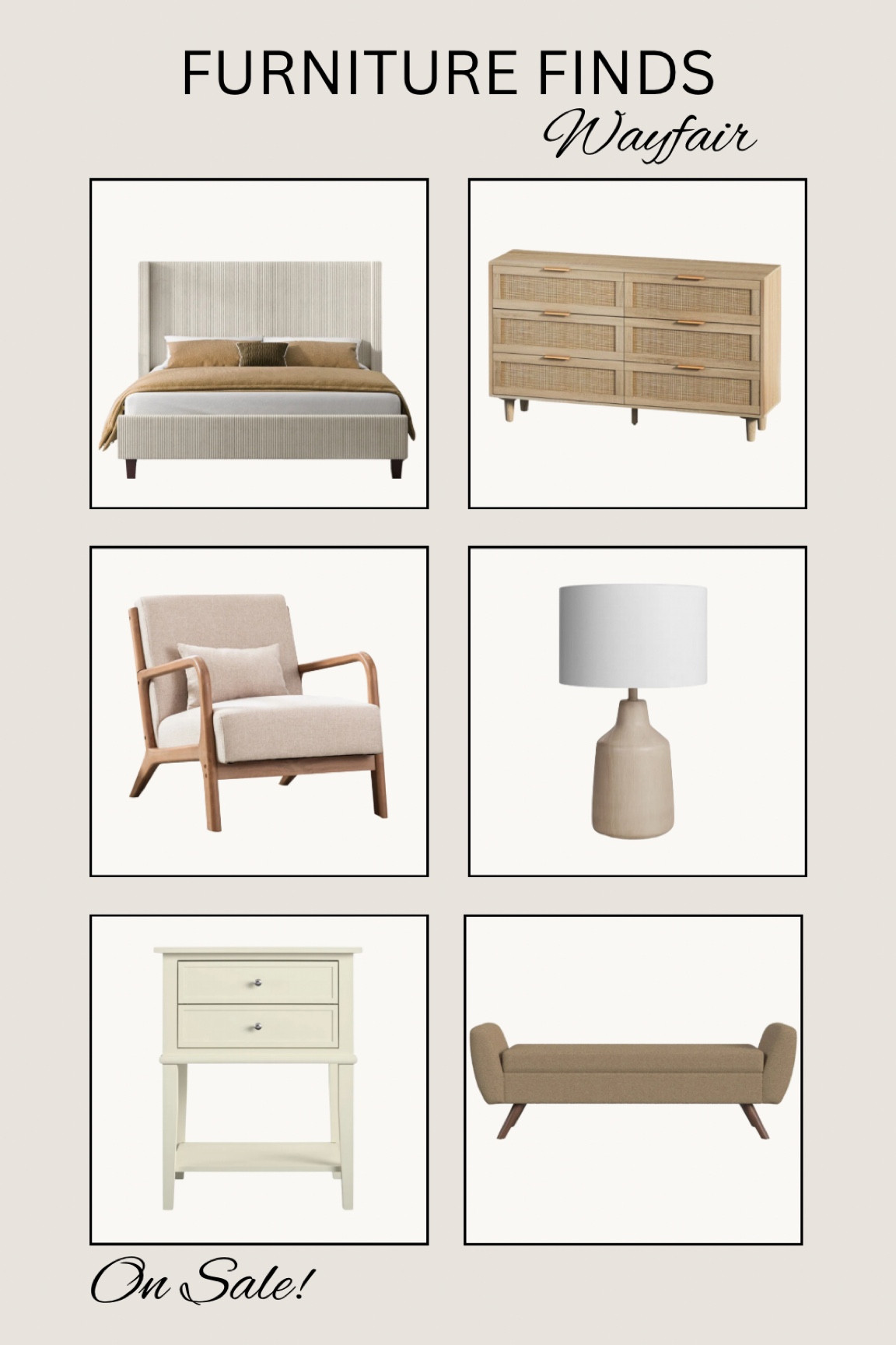 Check out these beautiful furniture finds and they are all ON SALE!

#onsale #furniturefinds #bed #dresser #accentchair #lamp #sidetable #bench #neutralhome #earthyhome #homefinds 

#LTKHome #LTKSaleAlert