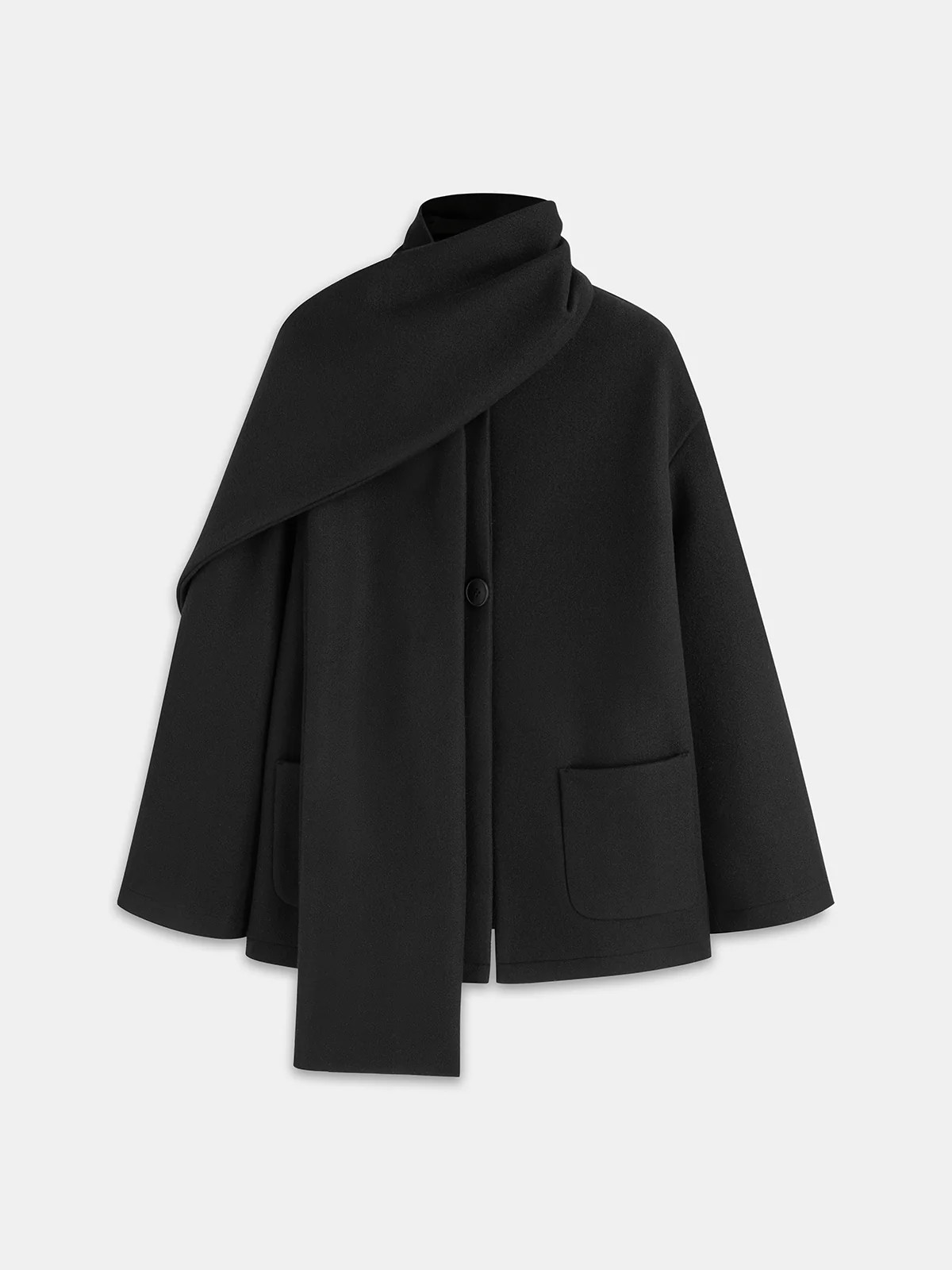 Scarf-Accented Wool Jacket | Commense