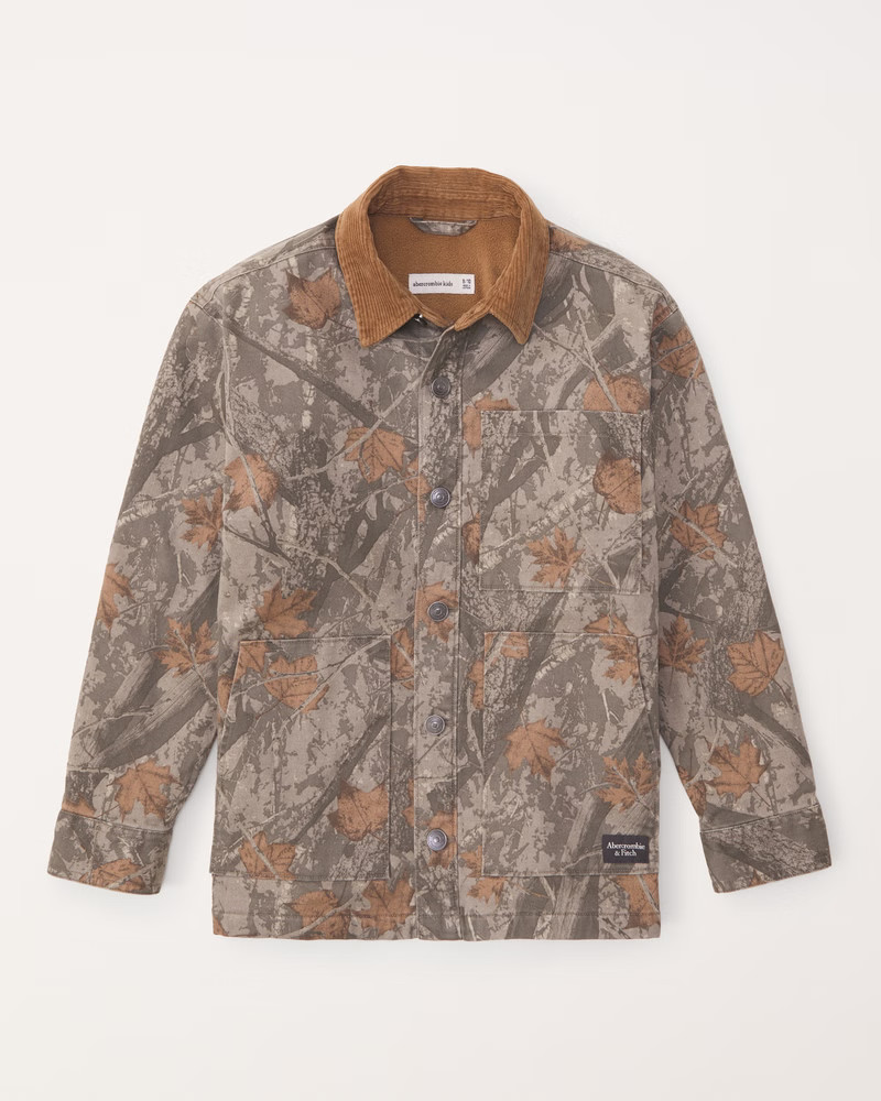 abercrombie kids boys heavyweight overshirt in camo - size 13/14 | Abercrombie & Fitch (US)