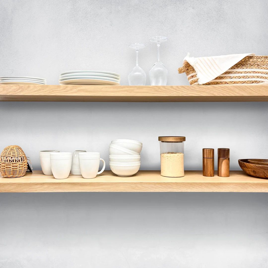 White Oak Floating Shelves, Floating Shelf, Kitchen Shelves - Etsy | Etsy (US)