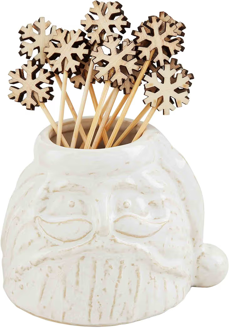 Mud Pie Christmas Toothpick Holder, Santa; caddy approx 3" x 3" dia | toothpick approx 3 1/2" | Amazon (US)