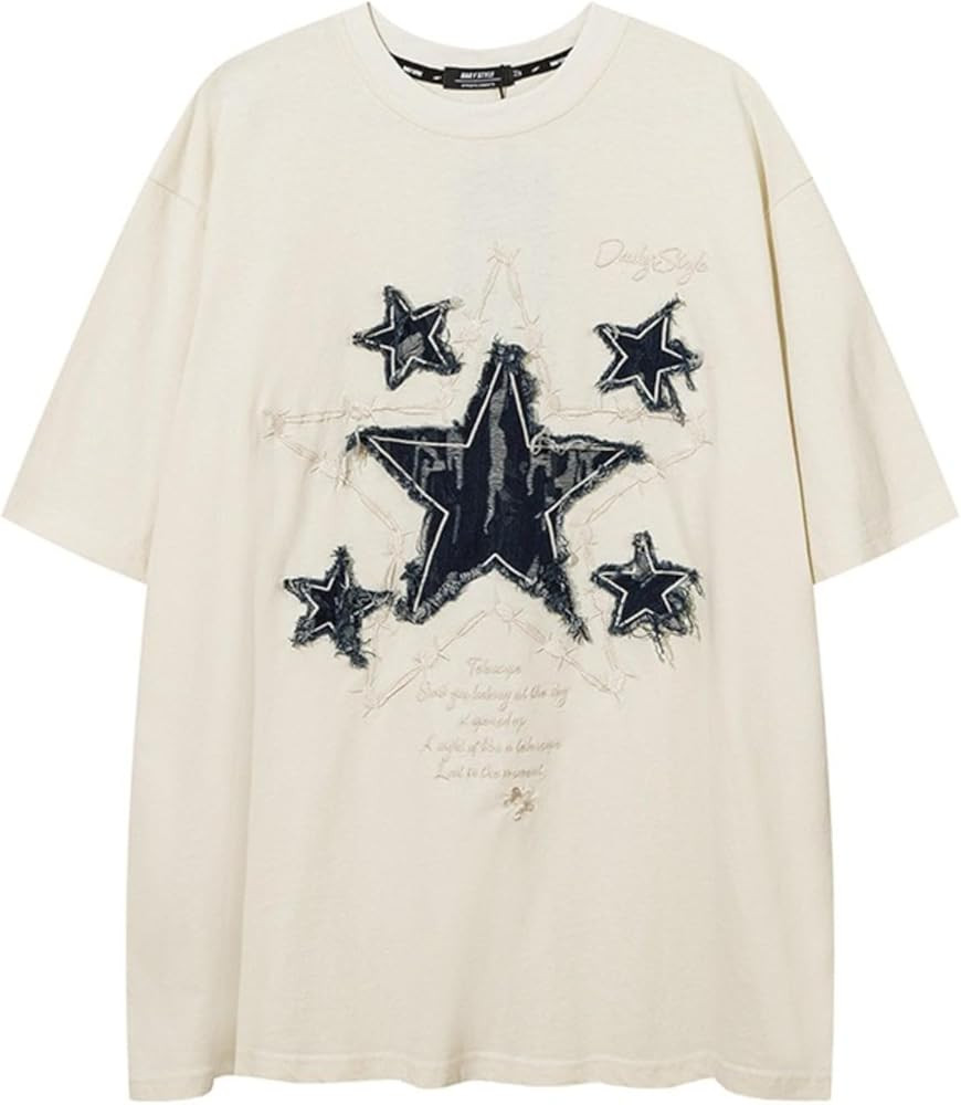 Star Graphic Tee Vintage Oversize Shirts Y2k Graphic Tees Streetwear Tops Casual Unisex Loose | Amazon (US)