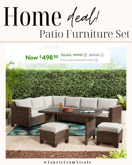 Unreal deal on this patio furniture set! You get the sectional, table, and ottomans for under $500! I have the love seat and single seats from this line and love them.


#LTKSeasonal #LTKSaleAlert #LTKHome