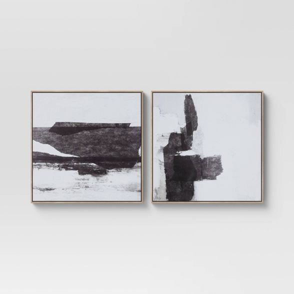 (Set of 2) 24&#34; x 24&#34; Framed Canvas Black - Threshold&#8482; | Target