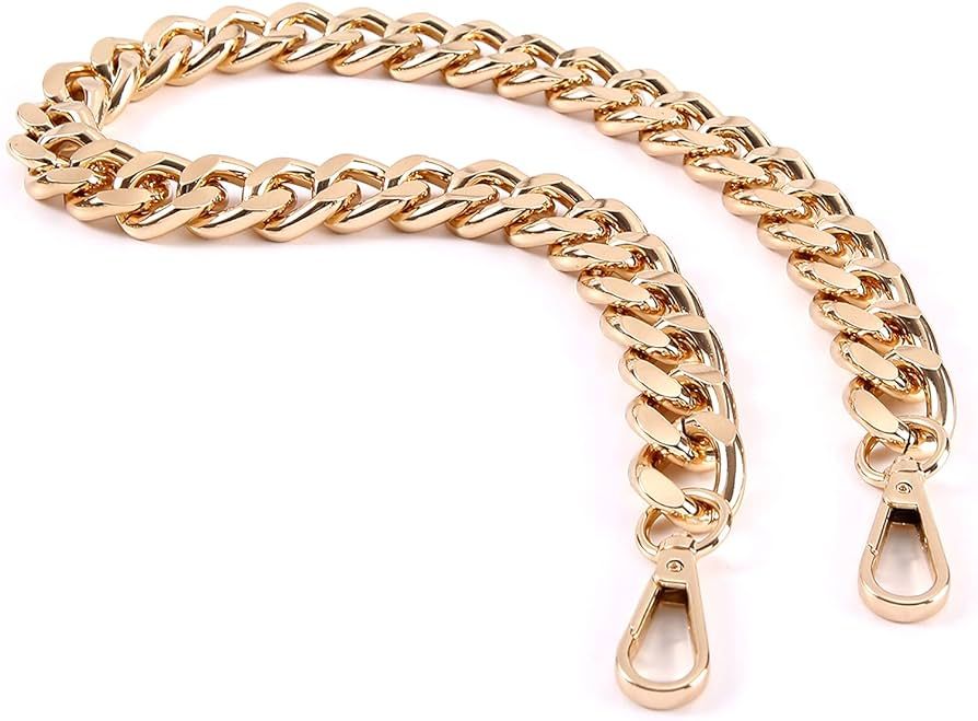 25 Inch Trendy Chunky Metal Chain Purse Handle Shoulder Strap Replacement for Handbag (Gold) | Amazon (US)