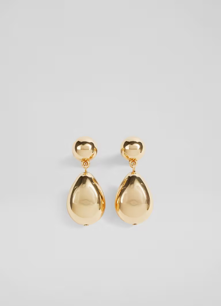 Tilly Double Ball Drop Gold Plated Earrings | L.K. Bennett (UK)