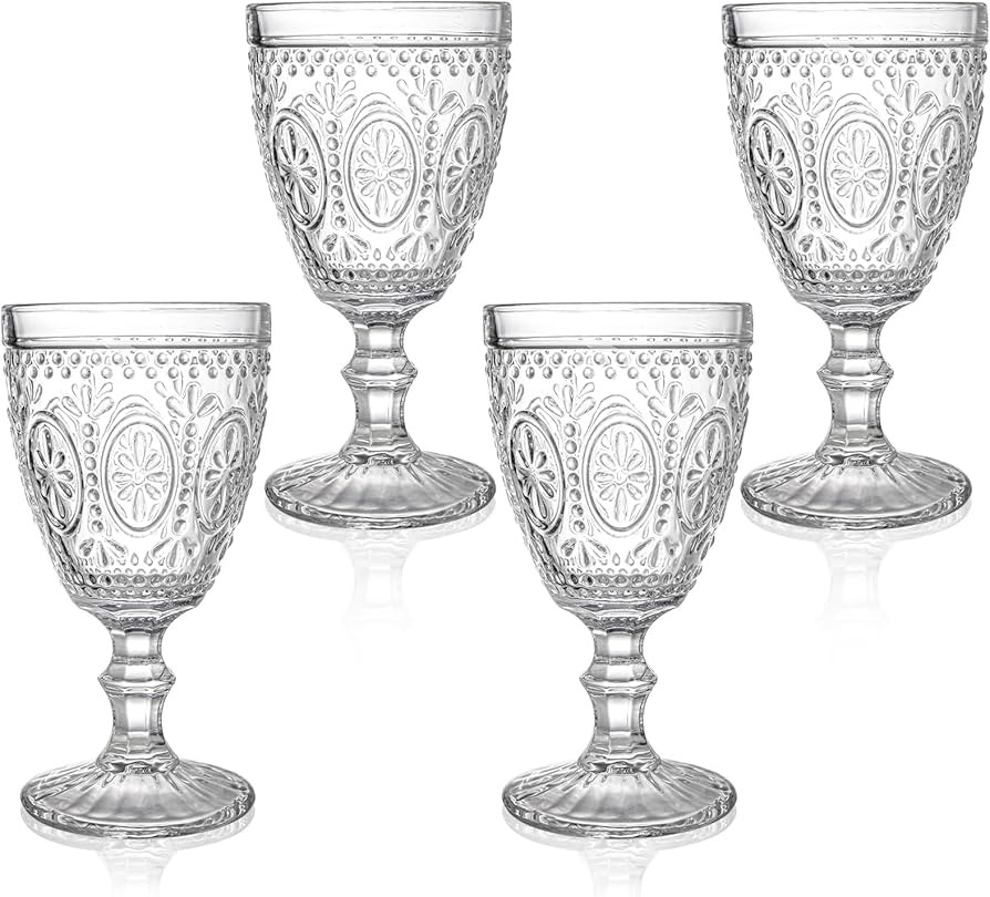 Bekith Clear Glass Goblets, Drinking Goblets Stemmed Water Glasses for Iced Tea Wine Juice Beer C... | Amazon (US)
