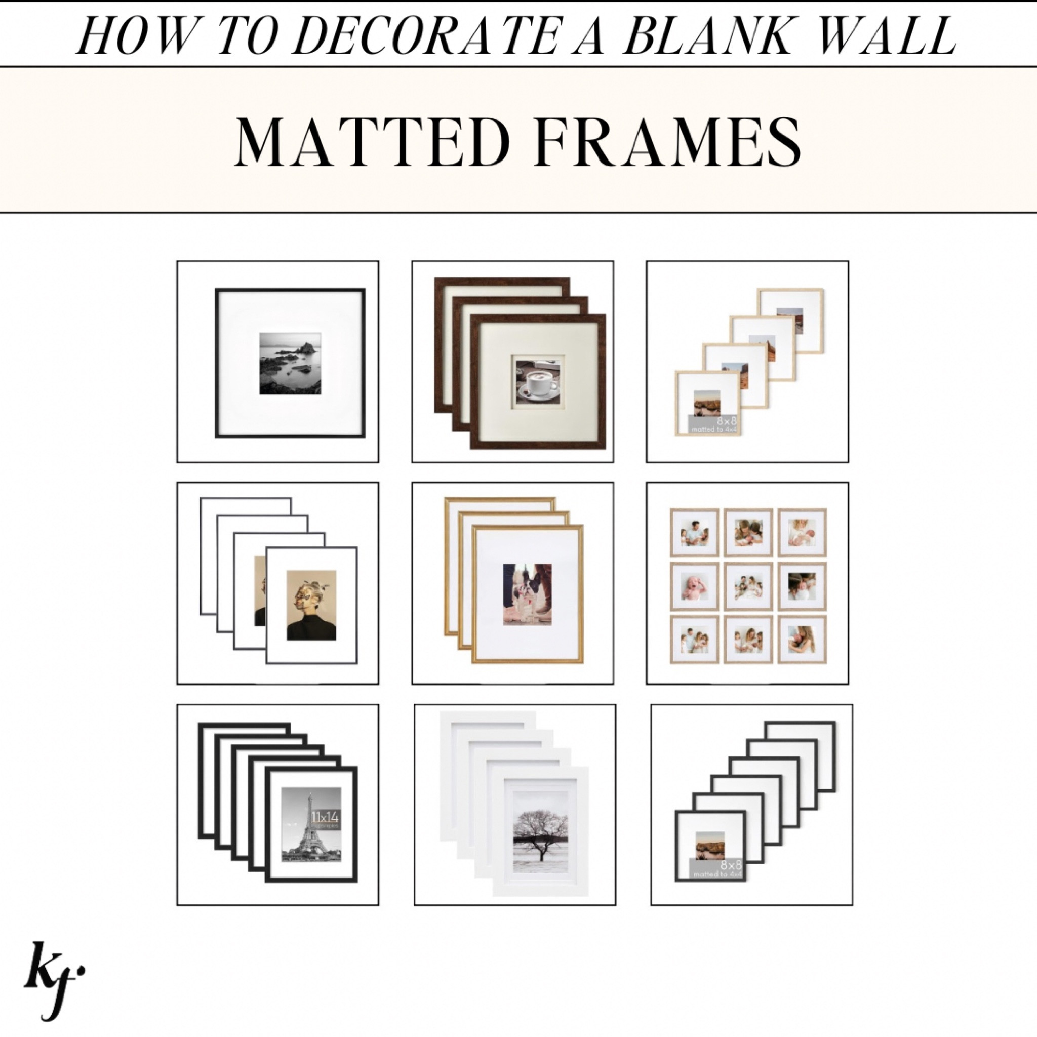 Matted frames for an elevated gallery wall