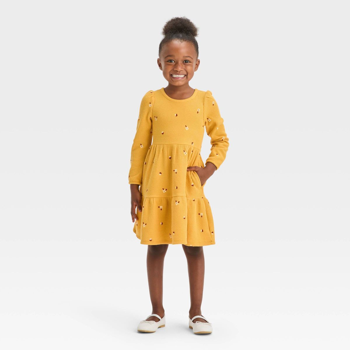 Toddler Girls' Floral Cozy Dress - Cat & Jack™ Yellow | Target