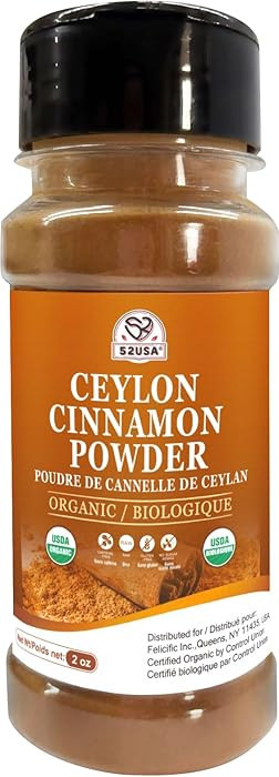52USA Organic Ceylon Cinnamon Powder, 2 Ounce, True Cinnamon Farmed in Sri Lanka, Non-GMO, Gluten... | Amazon (US)