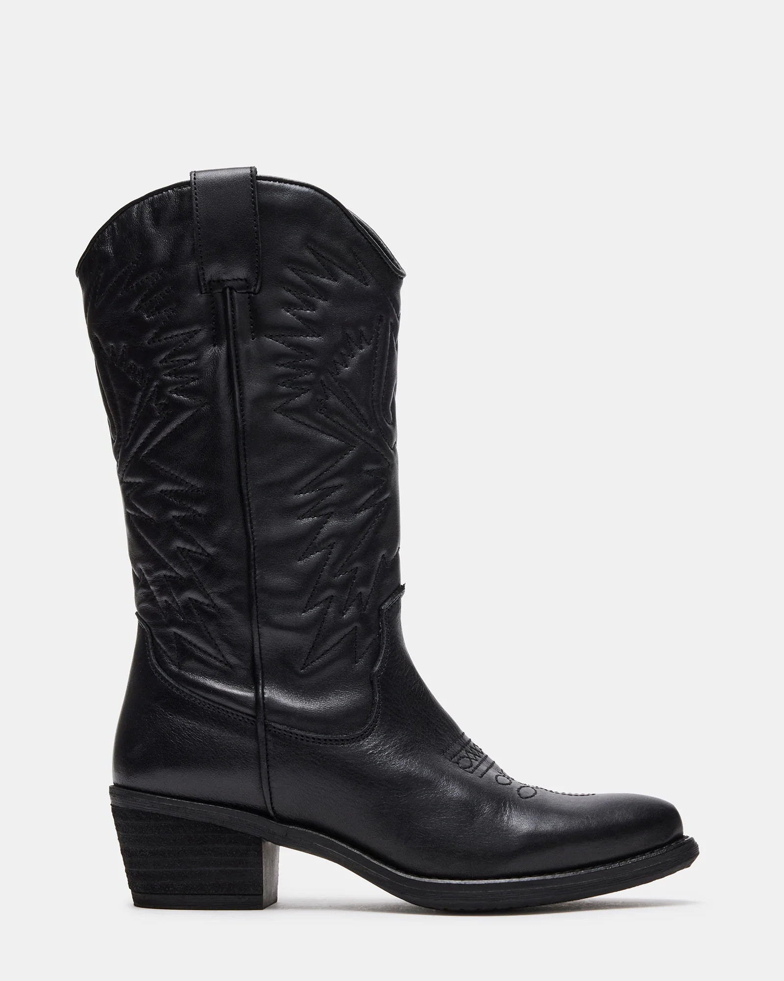 HAYWARD Black Leather Western Boots | Women's Leather Cowboy Boots | Steve Madden (US)
