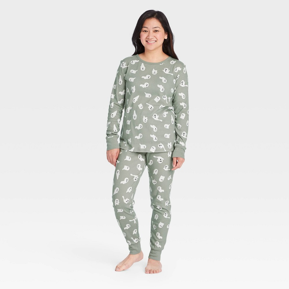 Women's Halloween Ghost Print Matching Family Pajama Set - Gray L | Target