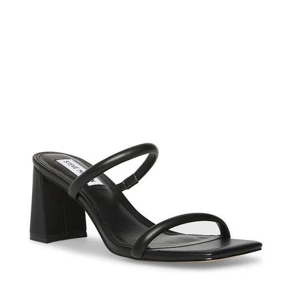 Steve Madden Lilah Square Open Toe Angled Block Heel Sandal Black (7.5, Black) - Walmart.com | Walmart (US)