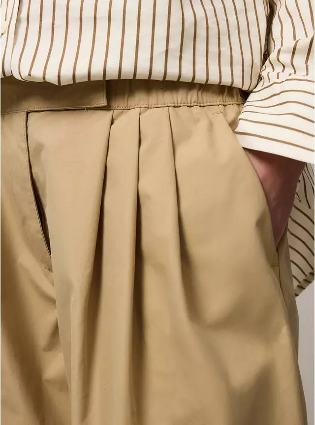 Neutral Pleated Wide Leg Trousers 16S | Tu Clothing