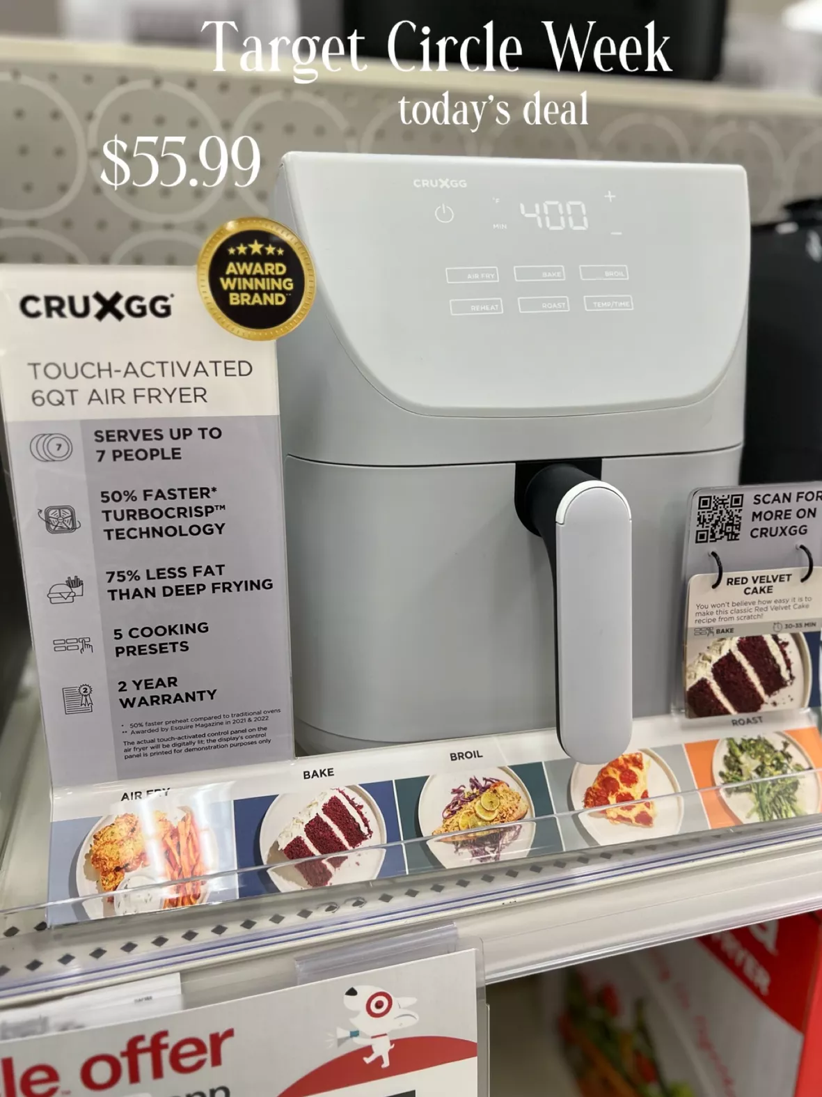 Cruxgg 6qt Touchscreen Air Fryer : Target