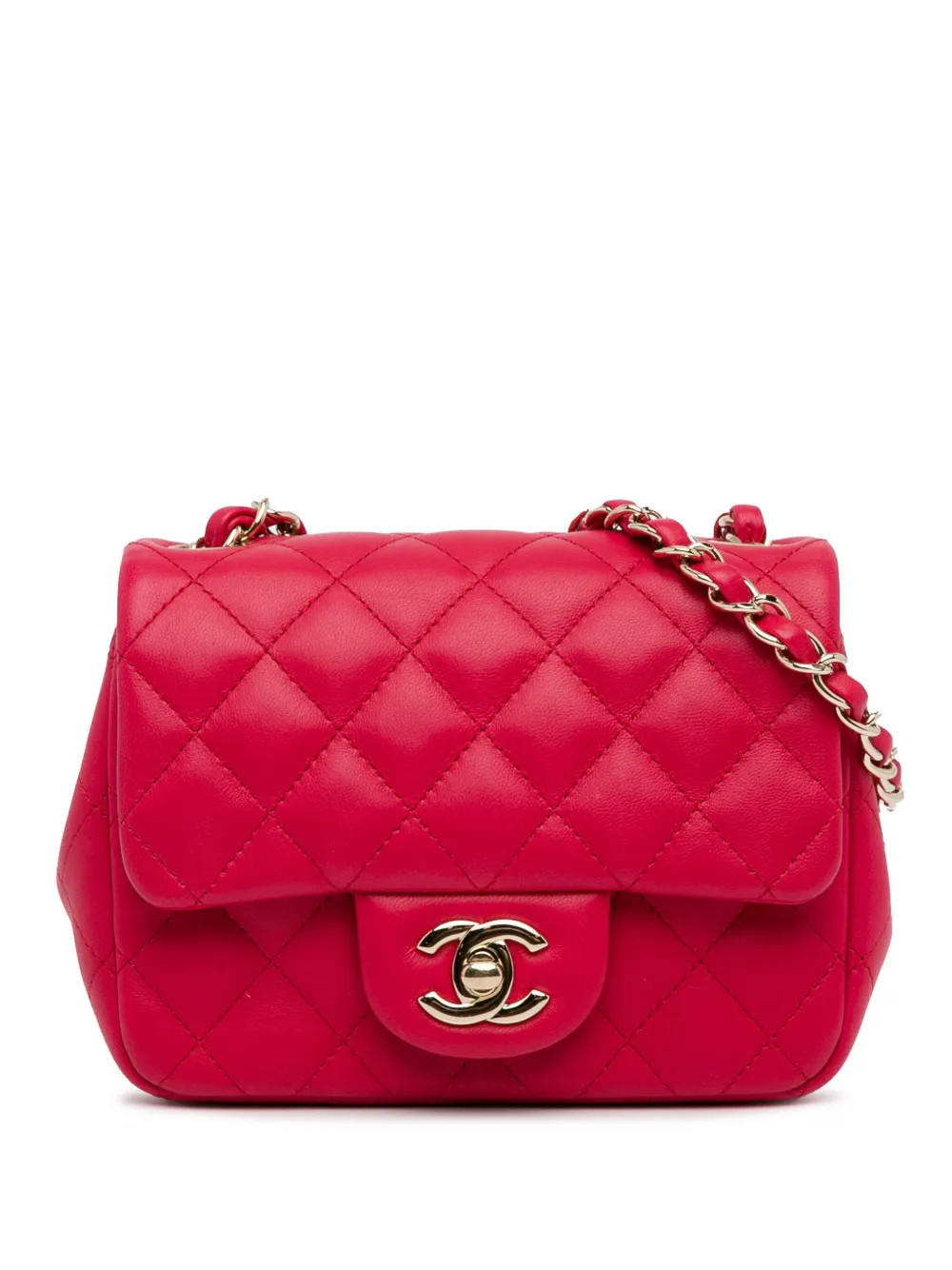 CHANEL Pre-Owned 2015-2016 Mini Square Classic Lambskin Single Flap crossbody bag - Red | Farfetch Global