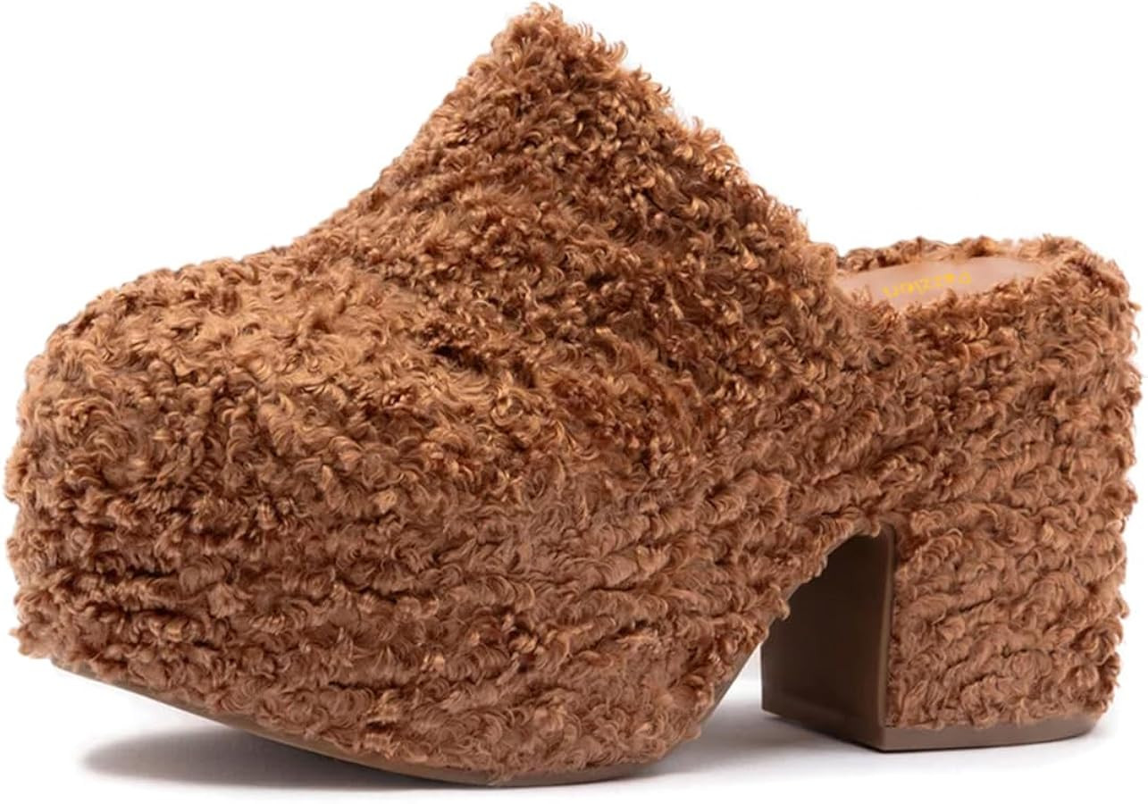 Pazzion Women Comfy Thick Platform Closed Round Toe Clog Mules Slip On Block High Heels Backless ... | Amazon (US)