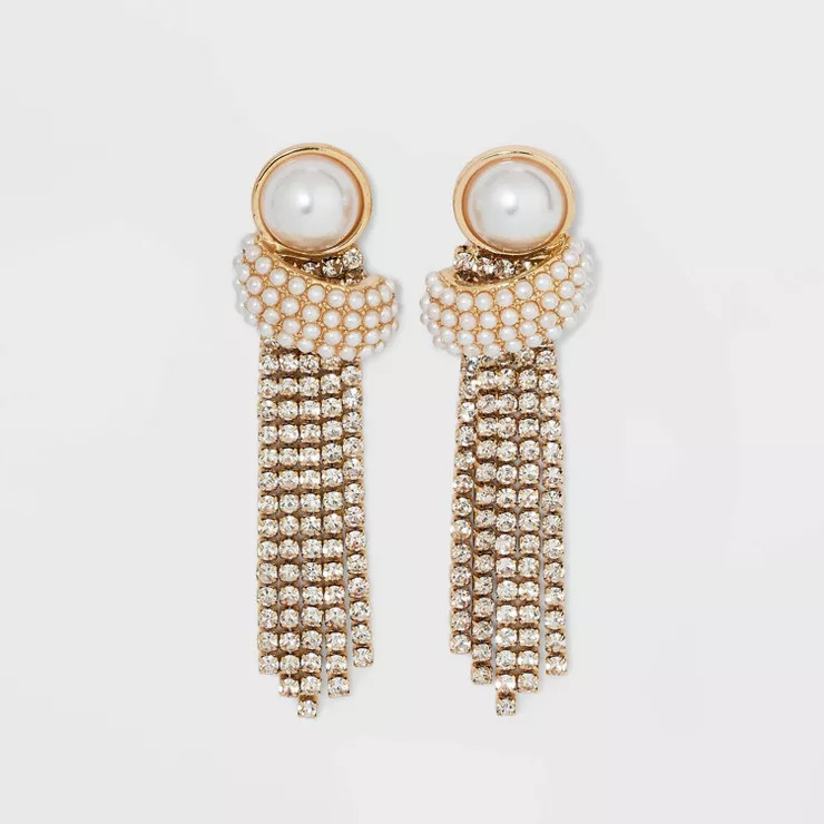 SUGARFIX by BaubleBar Pearl and Crystal Statement Drop Earrings - Gold | Target