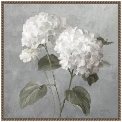 Amanti Art Framed Canvas Wall Art 30x30 White Hydrangeas by Danhui Nai, Framed Wall Art Canvas, Flowers Artwork, Traditional Decor, Large Poster Painting for Living Room, Bedroom, Bathroom, Kitchen, | Amazon (US)